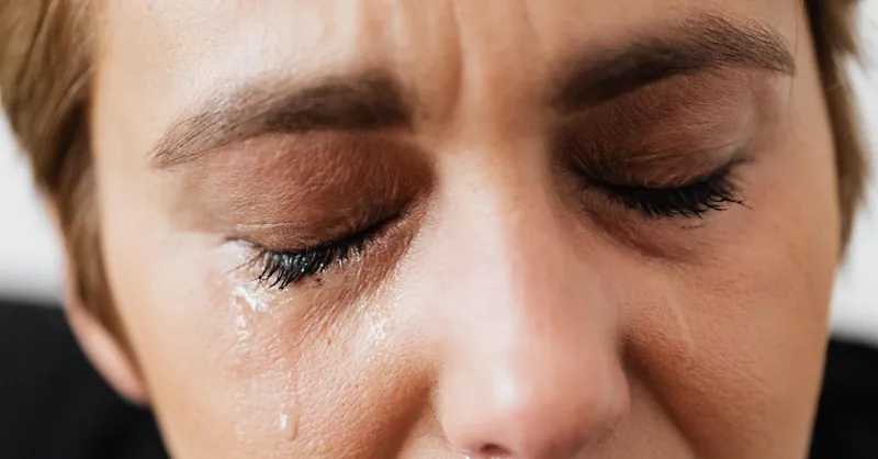 Emotional close-up of a woman